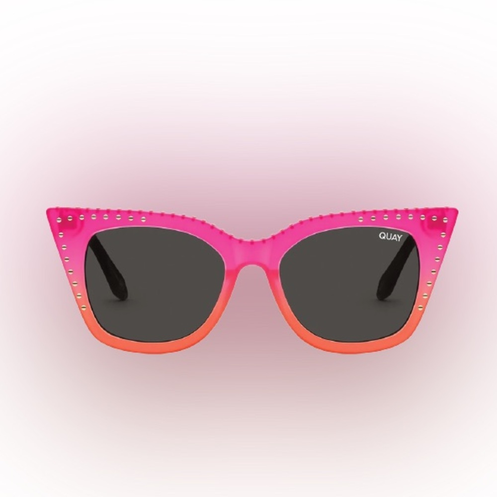 Quay x Saweetie Happer Sunglasses • Studded Cat Eye • Pink & Orange Ombre